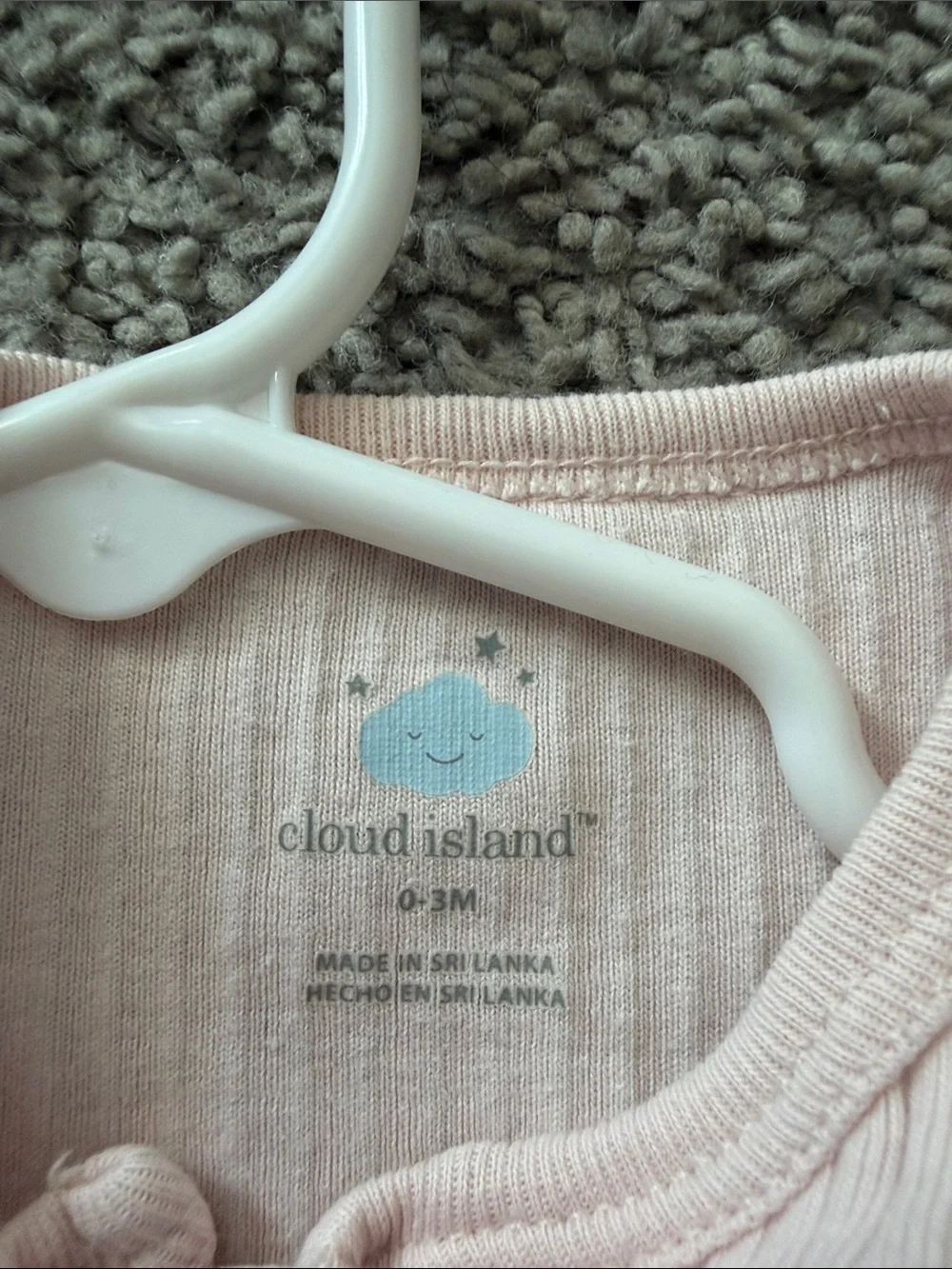 cloud island Soft Light Pink Ribbed Footed One-Piece